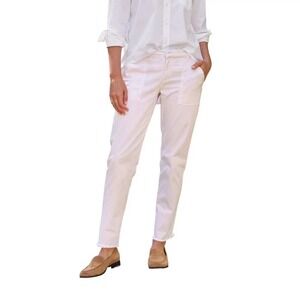 Frank & Eileen Blackrock Utility Pant 10 Italian Peached Twill Chalk Raw Hem